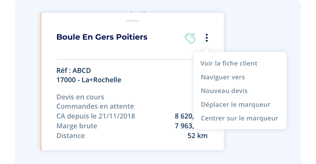 bloc actions client crm mobile